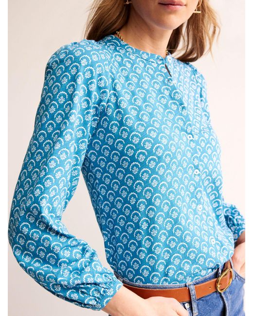 Boden Blue Marina Cotton Jersey Shirt