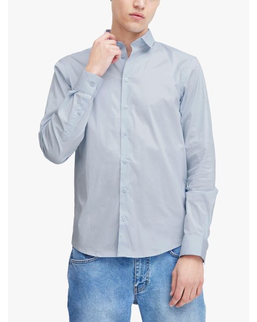 Casual Friday Blue Palle Slim Fit Stretch Long Sleeve Shirt for men