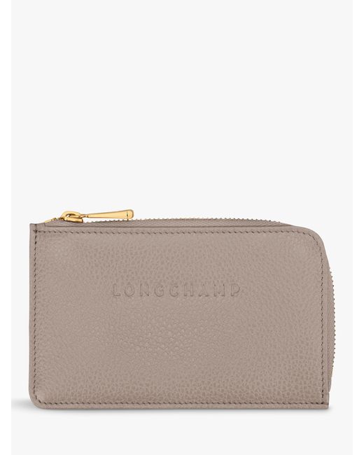 Longchamp Gray Le Foulonné Zipped Leather Card Holder
