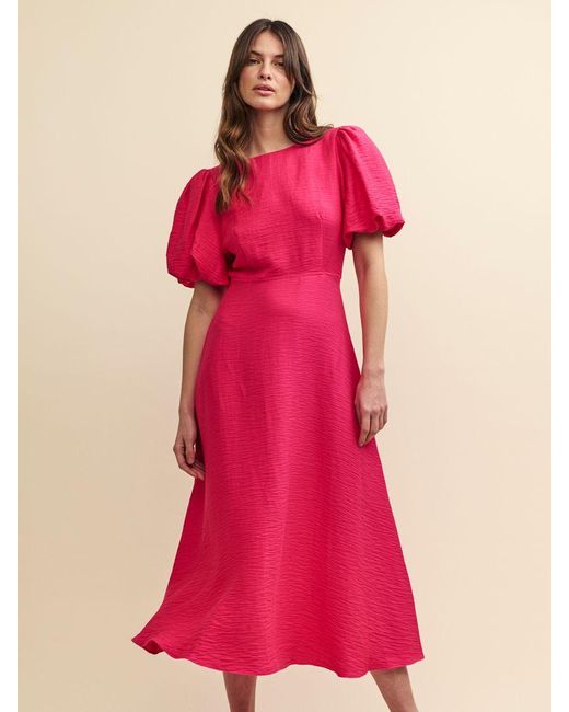 Nobody's Child Pink Zora Linen Blend Midi Dress