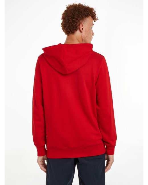 Tommy Hilfiger Red Monotype Box Pullover Hoodie for men