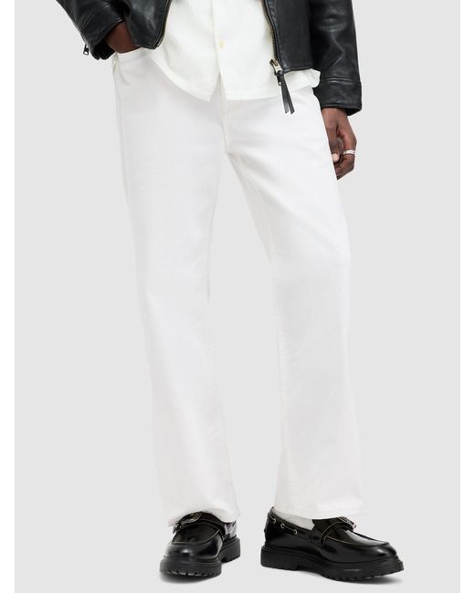 AllSaints White Lenny Straight Wide Leg Jeans for men