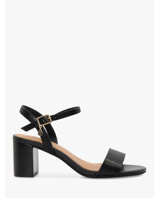 Dune Black Wide Fit Jelly Leather Block Heel Sandals