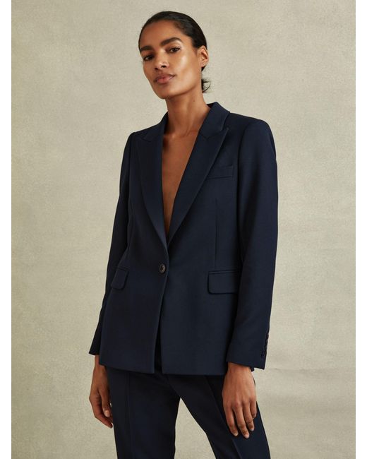 Reiss Blue Gabi Tailored Single Breasted Suit Blazer