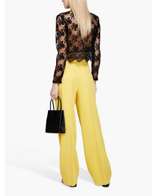 Sisley Yellow Floral Tulle Cropped Blouse