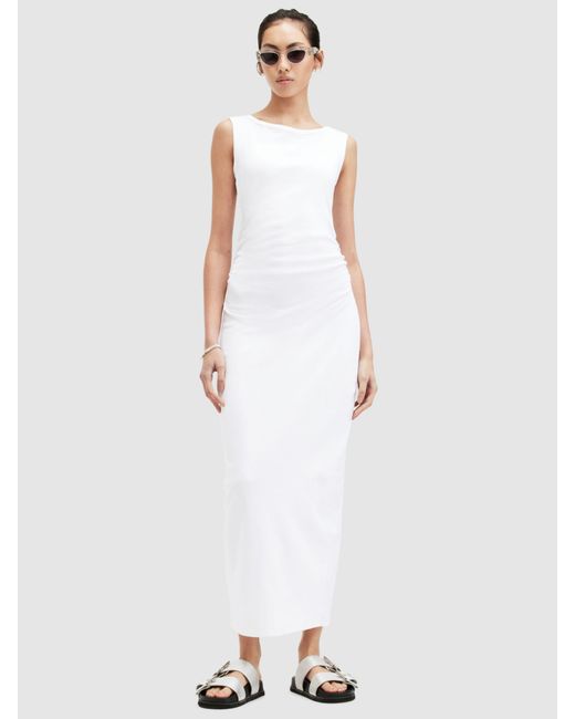AllSaints White Katarina Sleeveless Organic Cotton Maxi Dress