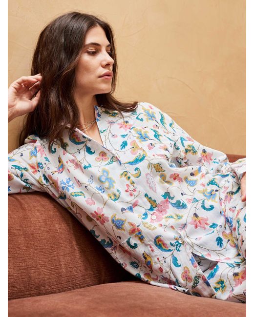 Brora Blue Organic Cotton Botanical Print Pyjamas