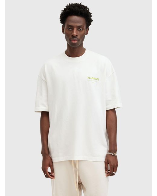 AllSaints White Access Organic Cotton Oversized T-shirt for men