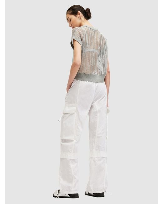 AllSaints White Barbara Organic Cotton Cargo Trousers