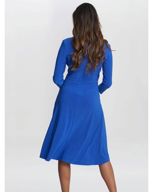 Gina Bacconi Blue Twist Detail A-line Jersey Dress