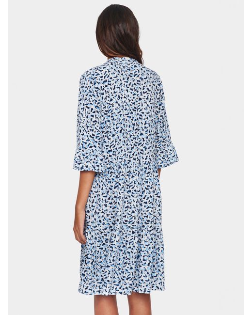 Saint Tropez Blue Eda Leopard Print Knee Length Half Sleeve Dress