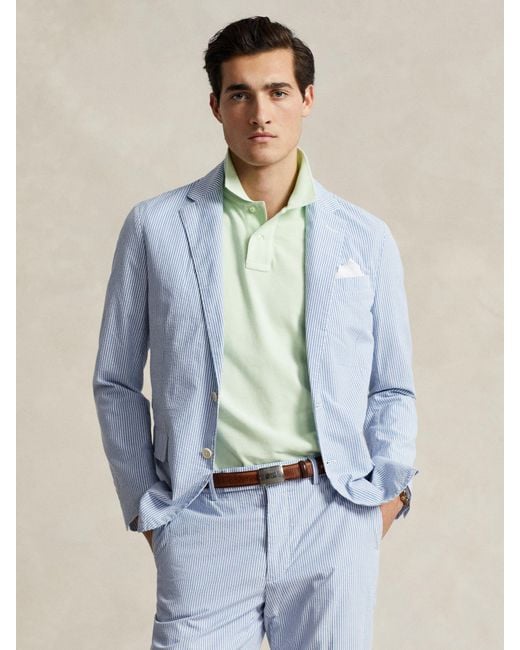 Ralph Lauren Blue Soft Modern Seersucker Suit Jacket for men