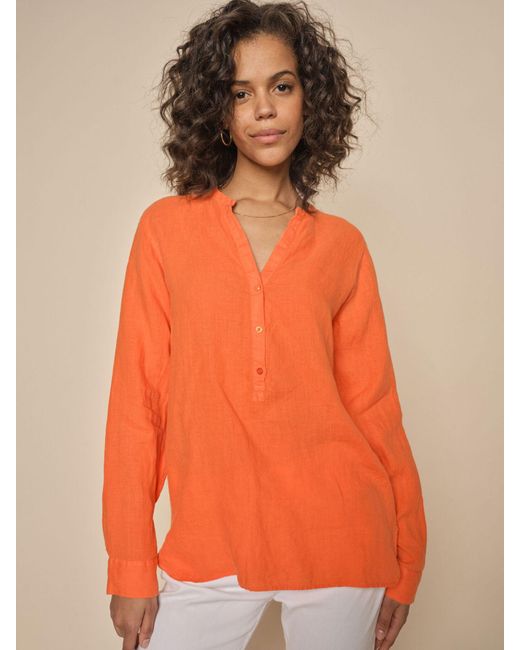 Mos Mosh Orange Danna Linen Long Sleeve Blouse
