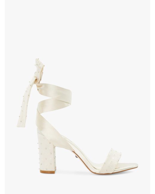 Dune White Bridal Collection Melodies Mesh Strap Embellished Sandals