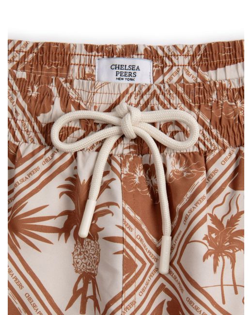 Chelsea Peers Natural Tiled Photograph Print Swim Shorts for men