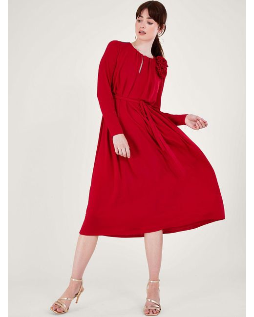 Monsoon Red Cleo Corsage Dress