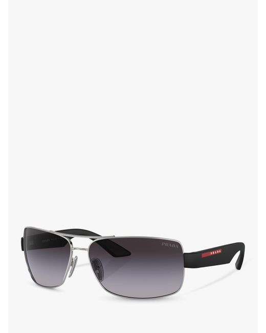 Prada Gray Linea Rossa Ps 50zs Rectangular Sunglasses for men