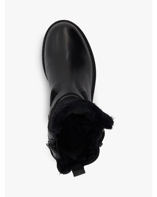 Dune Black Perform Faux Fur-lined Leather Ankle Boots