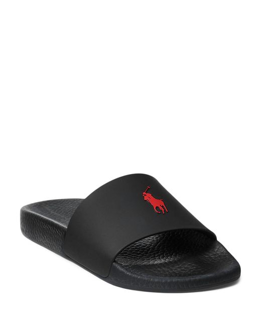 Ralph Lauren Black Polo Slider Sandals for men