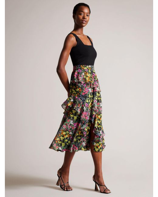 Ted Baker Jennias Floral Midi Dress in Natural Lyst UK