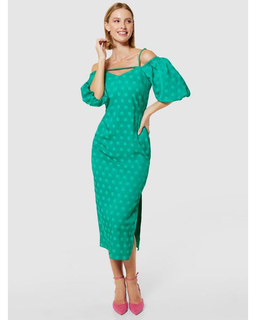 Closet Green Polka Dot Jacquard Pencil Dress