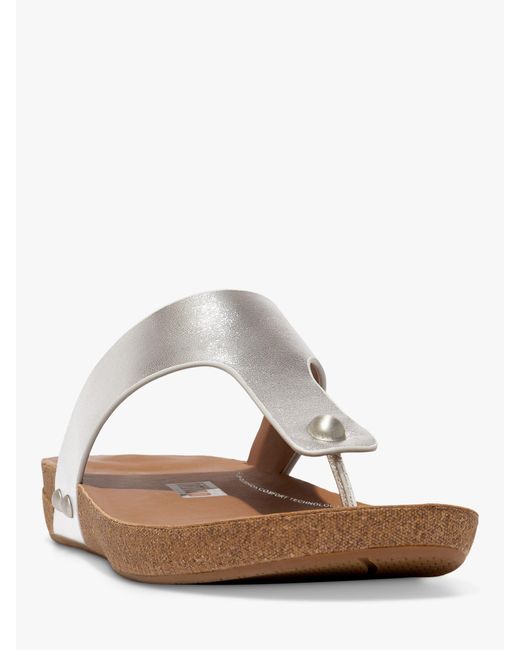 Fitflop White Iqushion Cork Sole Leather Toe Post Sandals