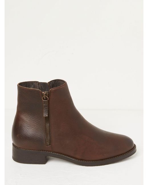 FatFace Brown Aria Leather Zip Detail Ankle Boots