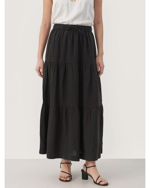 Part Two Black Getia Elastic Waist Gypsy Maxi Skirt