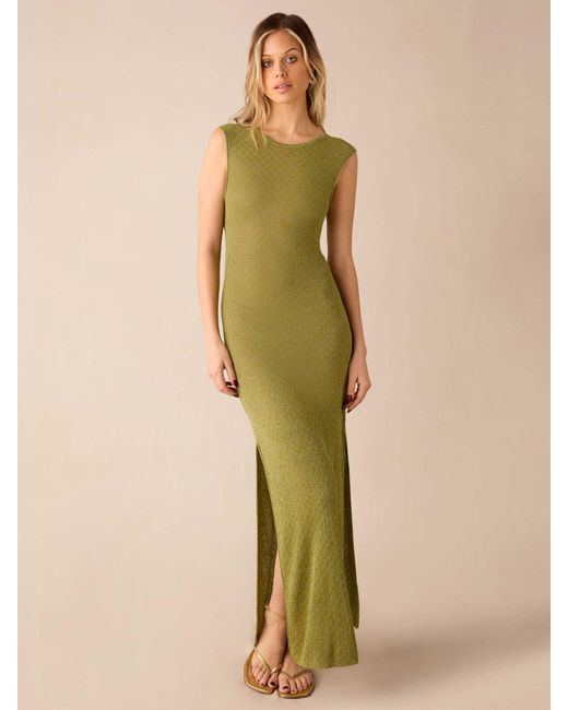 Ro&zo Green Sparkle Knit Bodycon Maxi Dress