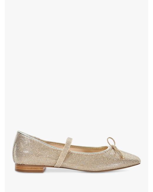 Dune Natural Holly Embellished Mary Jane Shoes