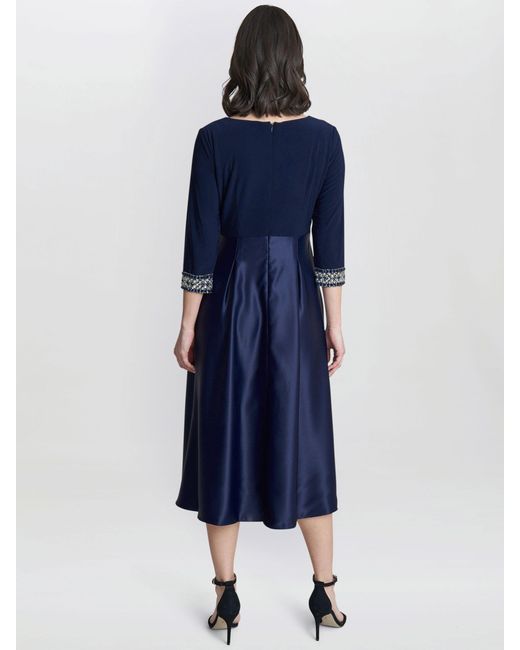 Gina Bacconi Blue Petite Doris Asymmetric Midi Dress