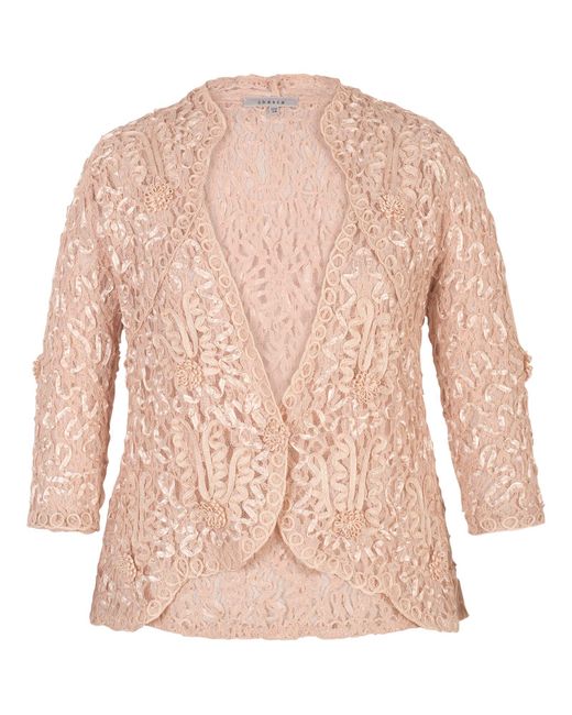 Chesca Pink Cornelli Trimmed Lace Jacket