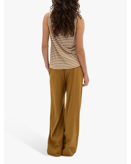 My Essential Wardrobe Brown Lisa Striped Linen Blend Tank Top
