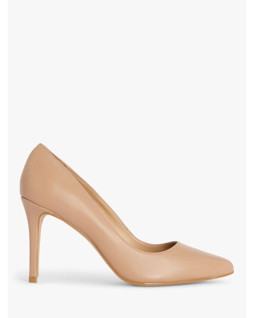 John Lewis Natural Blaize Leather Stiletto Heel Pointed Toe Court Shoes
