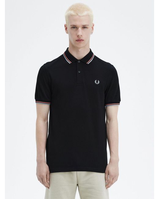 Fred Perry Black The Twin Tipped Short Sleeve T-shirt for men