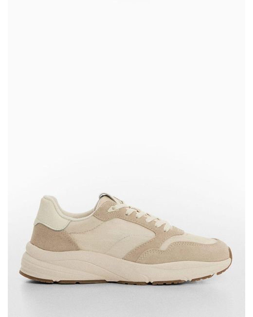 Mango Natural Rope Leather Mix Trainers
