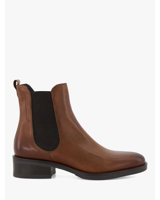 Dune Brown Panoramic Elasticated Faux-leather Chelsea Boots