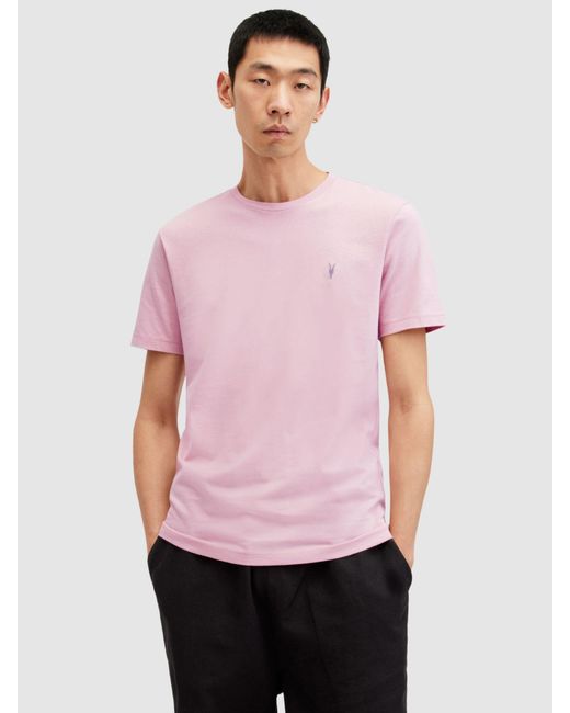 AllSaints Pink Brace Contrast Organic Cotton Short Sleeve T-shirt for men