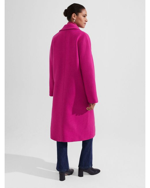 Hobbs Pink Carine Wool Blend Relaxed Fit Coat