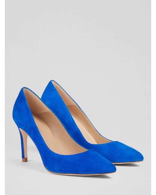 L.K.Bennett Blue Floret Suede Pointed Toe Court Shoes