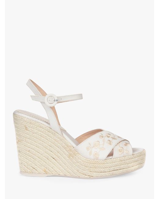 Penelope Chilvers Natural Santorini Embroidered Wedge Sandals