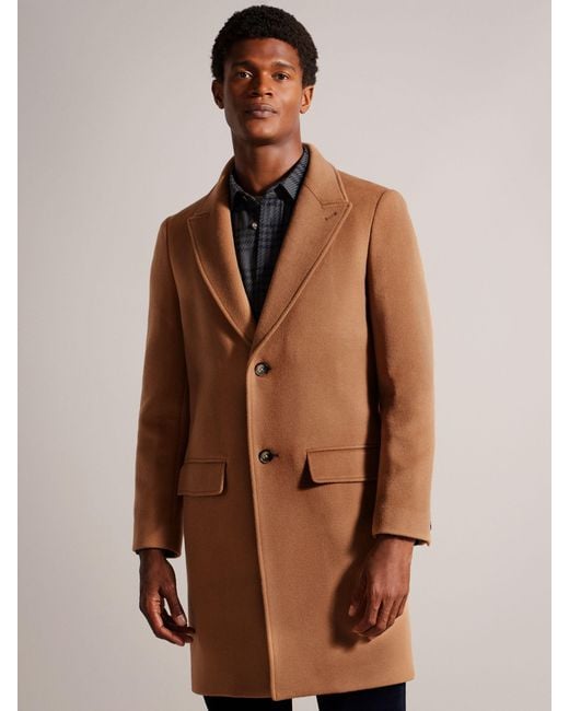 Ted Baker Brown Wilding Wool Blend Overcoat for men
