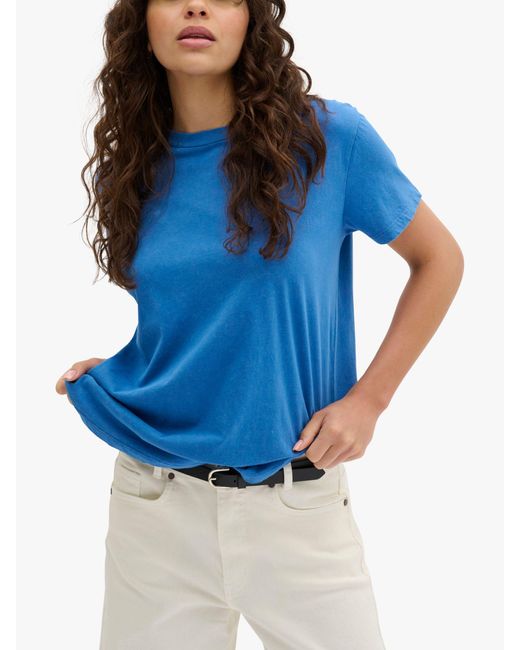 My Essential Wardrobe Blue Hanne Round Neck Short Sleeve T-shirt