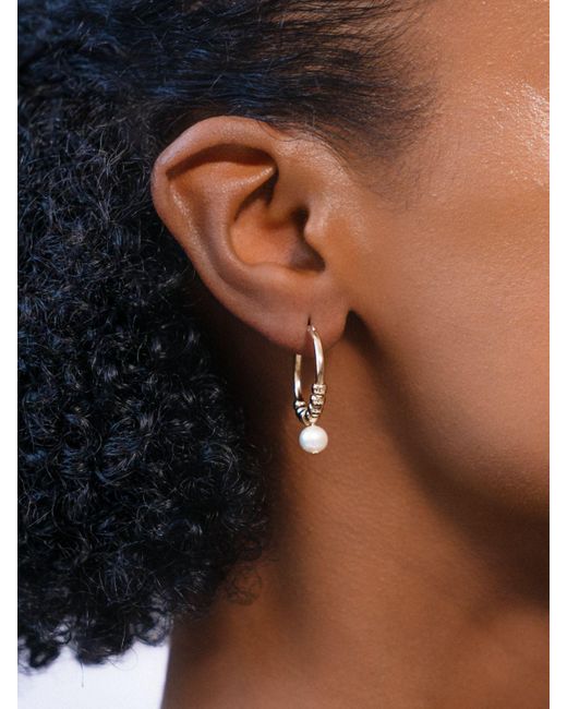 Ralph Lauren Metallic Lauren Maeve Pearl Hoop Earrings