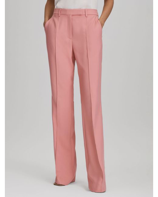 Reiss Pink Petite Millie Flared Tailored Trousers
