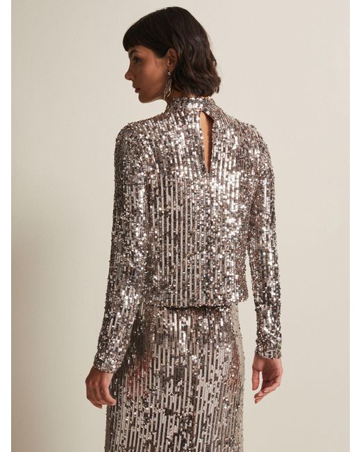 Phase Eight Brown Zaylee Sequin Top