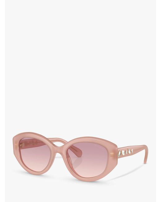 Swarovski Pink Sk6005 Embellished Irregular Sunglasses