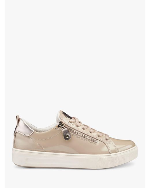 Hotter Natural Cupid Patent Leather Zip And Go Trainers