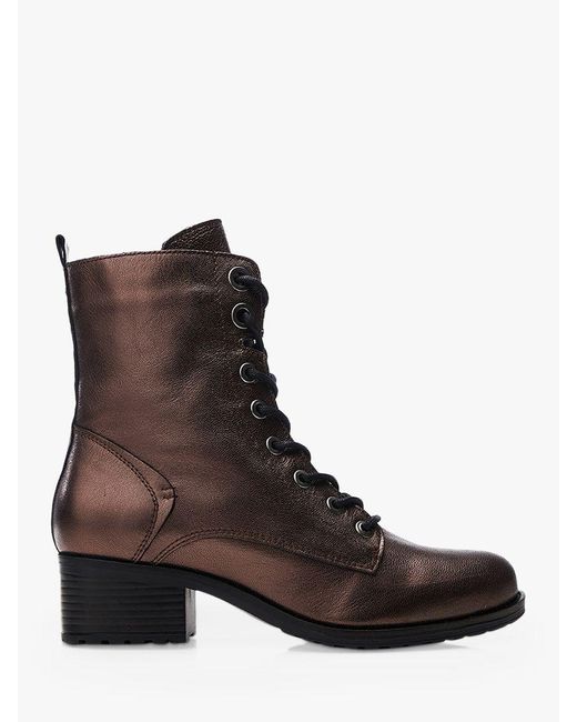 Moda In Pelle Brown Bezzie Metallic Leather Lace Up Ankle Boots
