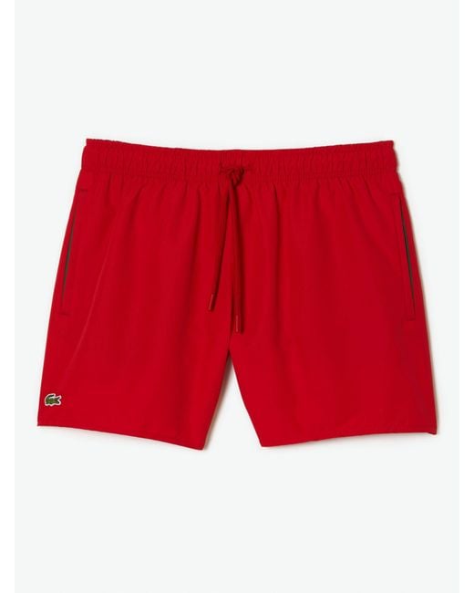 Lacoste Red Plain Logo Swim Shorts for men